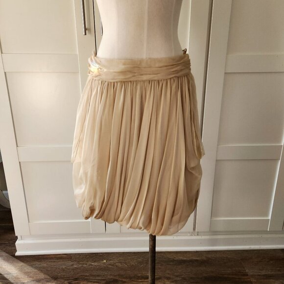 Ralph Lauren Black Label Gold Silk Clairy Balloon Bubble Skirt Mini Sz 12 VTG - Picture 3 of 14